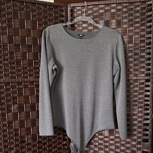 Express Gray Long Sleeve Bodysuit